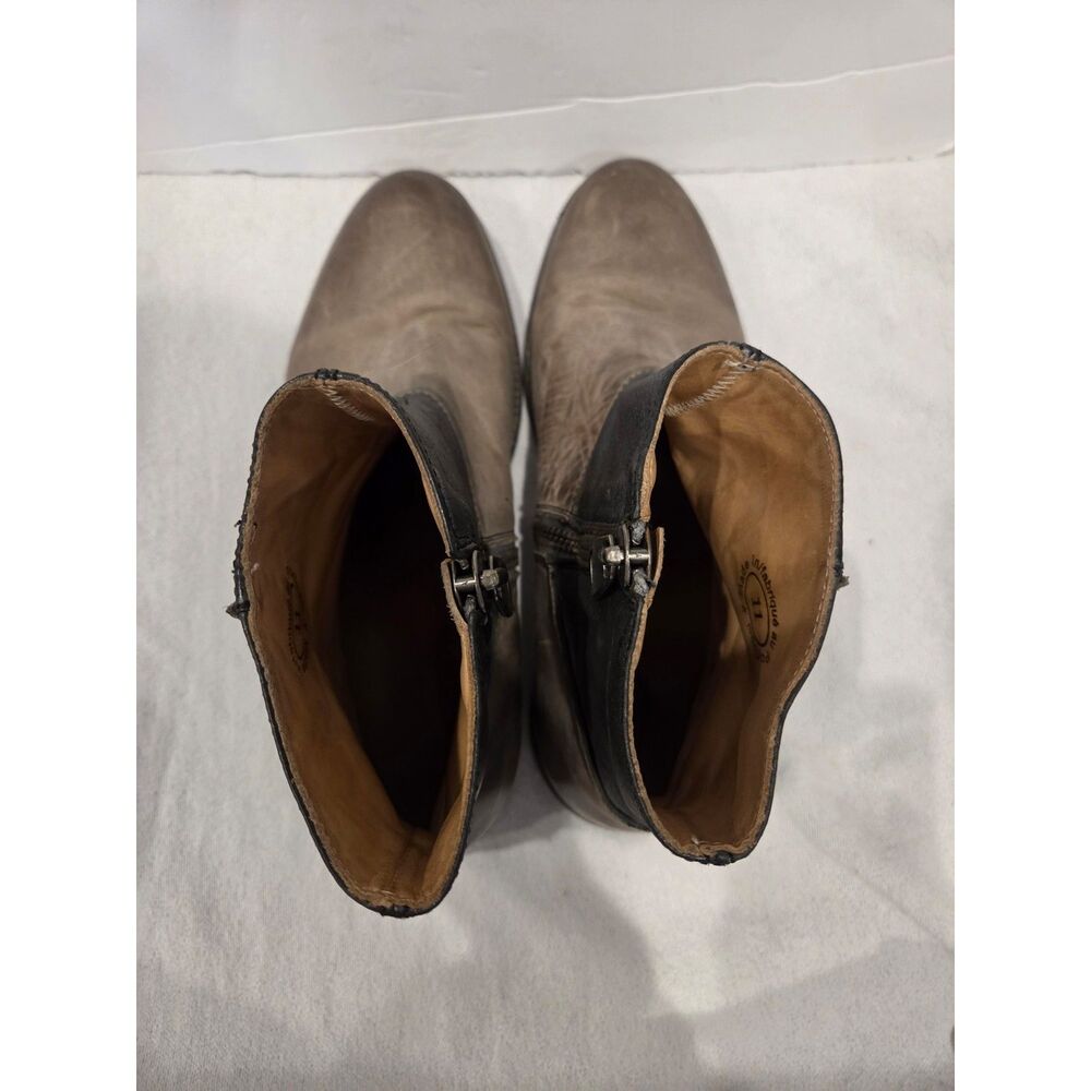 John Fluevog Holden Two Tone Leather Ankle Boots Distressed Grey Black Sz 11 - Picture 11 of 11